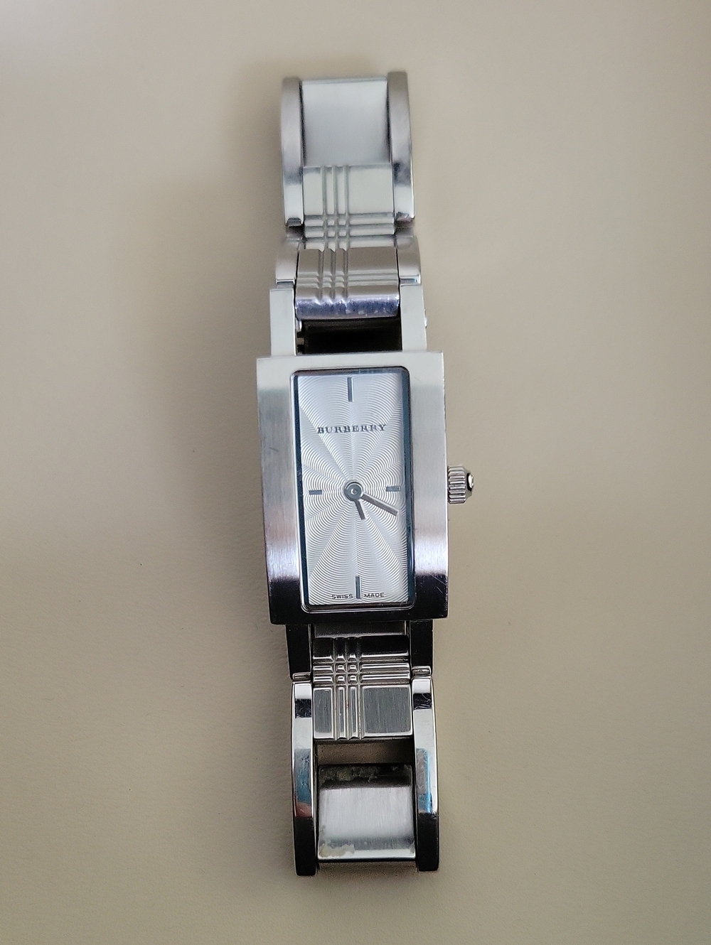 Burberry Silver Rectangular Stainless Steel Bracelet Watch